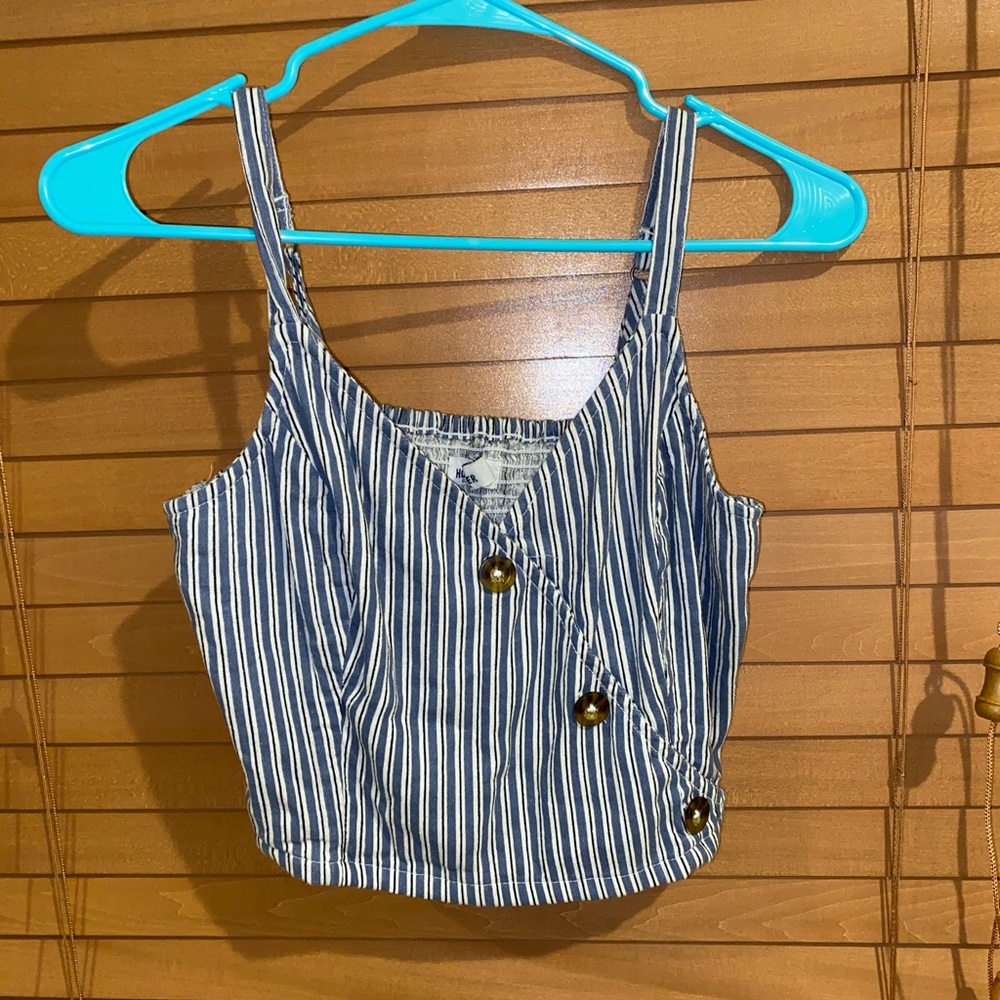 Hollister Blue and White Crop Top